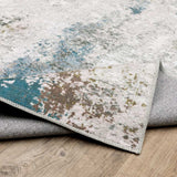 2' X 8' Ivory And Blue Abstract Printed Stain Resistant Non Skid Runner Rug - Homeroots - Flyclothing LLC