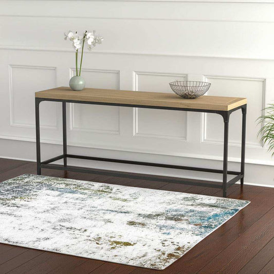 4' X 6' Ivory And Blue Abstract Printed Stain Resistant Non Skid Area Rug - Homeroots - Flyclothing LLC