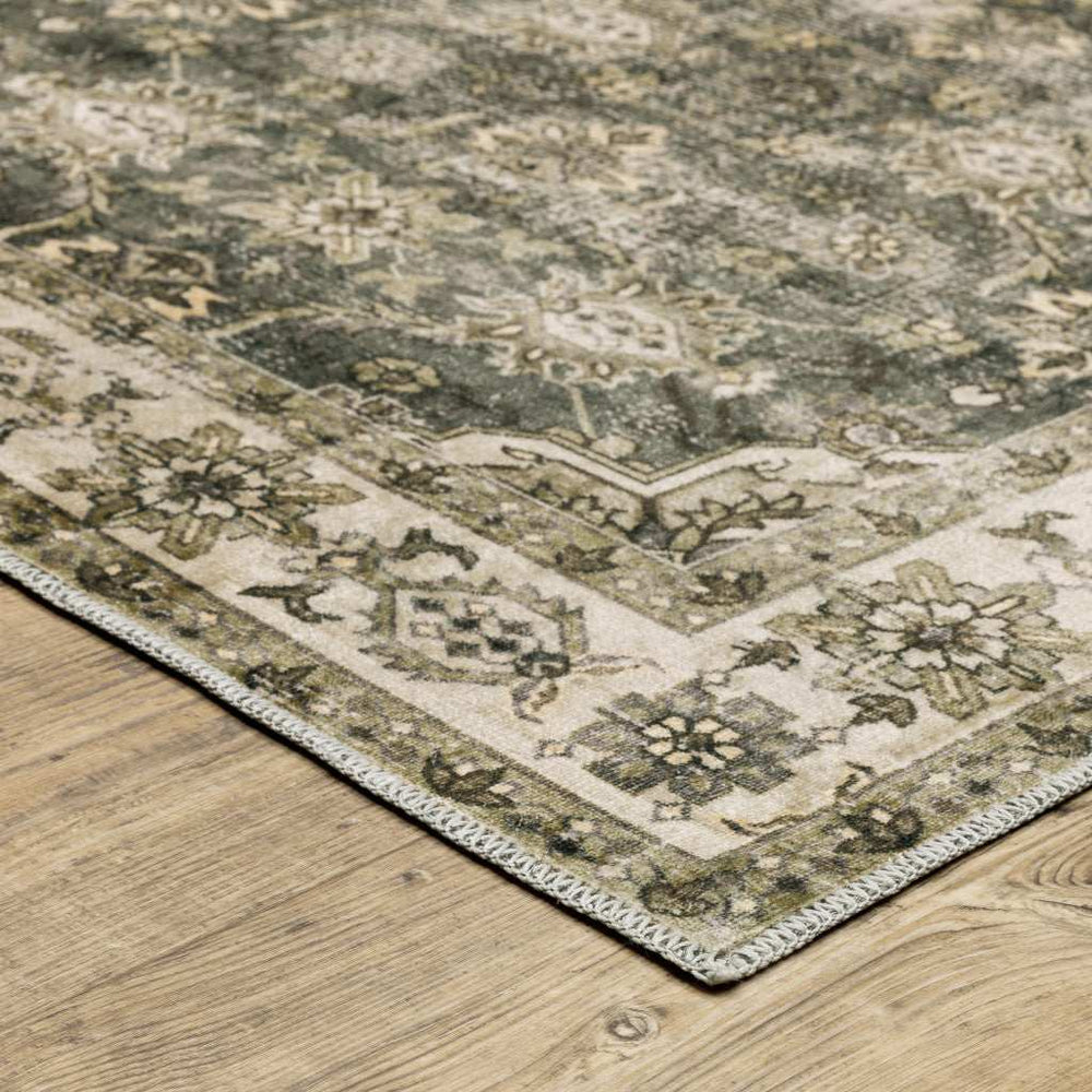 2' X 3' Ivory And Blue Oriental Printed Stain Resistant Non Skid Area Rug - Homeroots - Flyclothing LLC