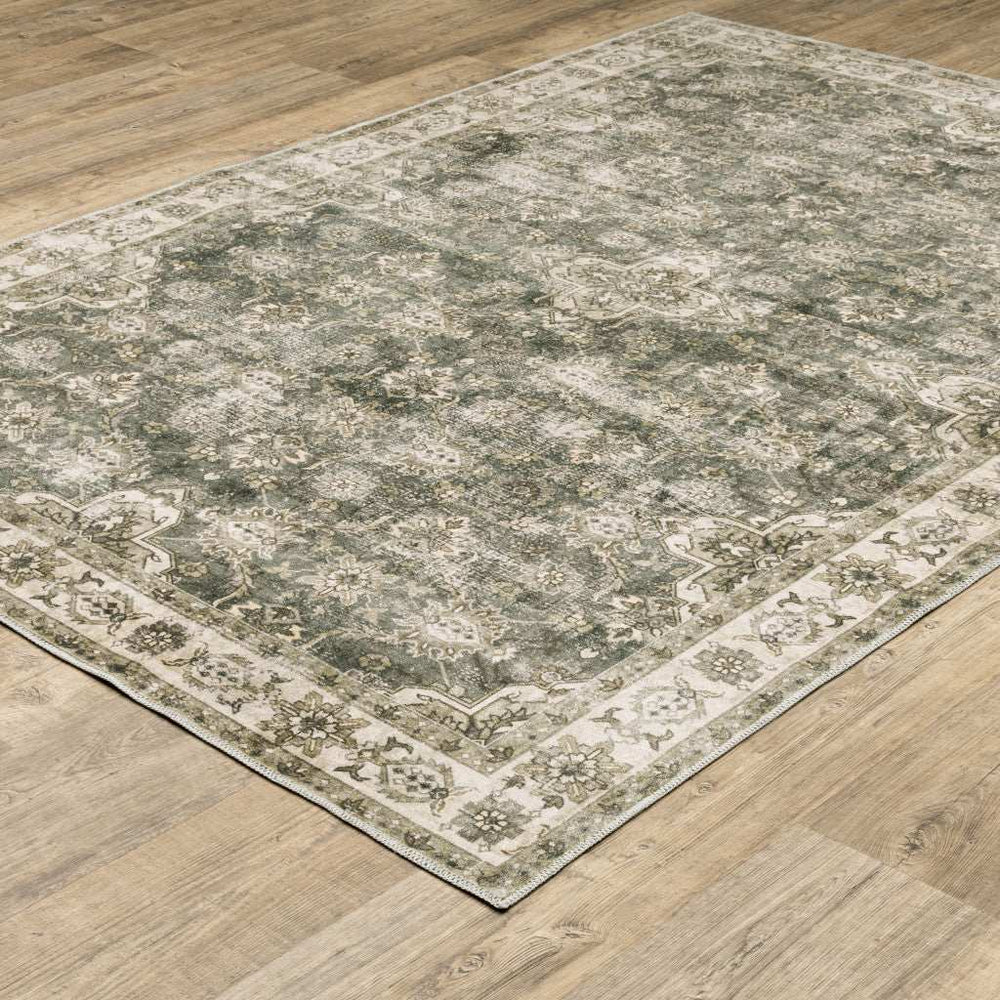 2' X 3' Ivory And Blue Oriental Printed Stain Resistant Non Skid Area Rug - Homeroots - Flyclothing LLC