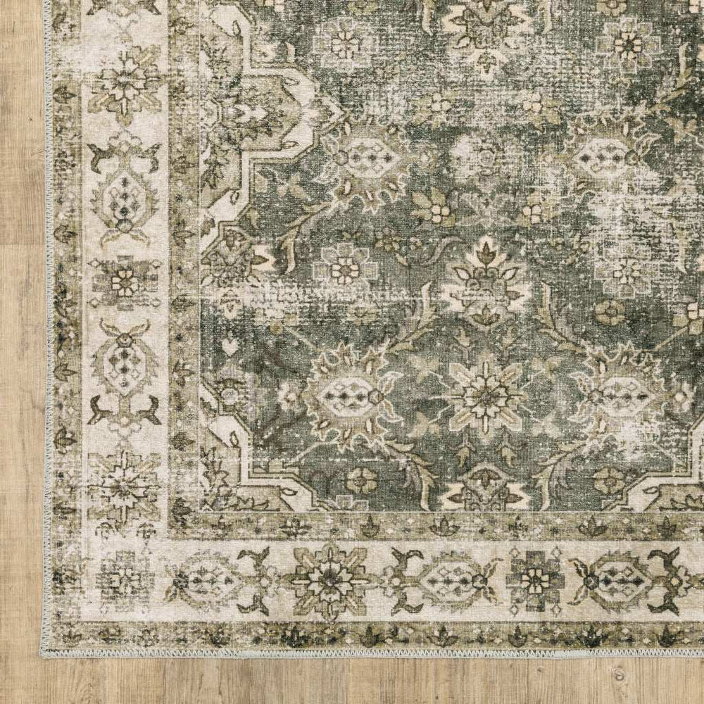 2' X 3' Ivory And Blue Oriental Printed Stain Resistant Non Skid Area Rug - Homeroots - Flyclothing LLC