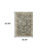5' X 7' Blue And Beige Oriental Printed Stain Resistant Non Skid Area Rug - Homeroots - Flyclothing LLC