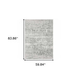 5' X 7' Sage Green Grey Ivory And Silver Oriental Printed Stain Resistant Non Skid Area Rug - Homeroots - Flyclothing LLC