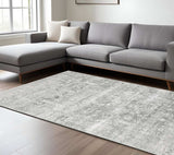 8' X 10' Sage Green Grey Ivory And Silver Oriental Printed Stain Resistant Non Skid Area Rug - Homeroots - Flyclothing LLC