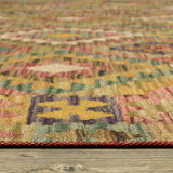 2' X 3' Gold Orange Brown Red Green Purple And Beige Southwestern Printed Stain Resistant Non Skid Area Rug - Homeroots - Flyclothing LLC