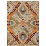 10' X 13' Beige Orange Blue Gold And Grey Abstract Power Loom Stain Resistant Area Rug - Homeroots - Flyclothing LLC
