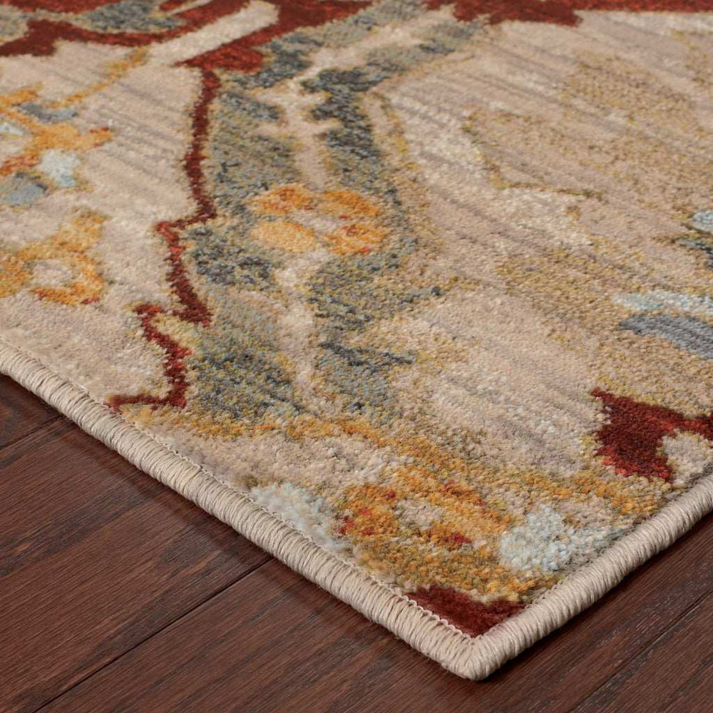 10' X 13' Beige Orange Blue Gold And Grey Abstract Power Loom Stain Resistant Area Rug - Homeroots - Flyclothing LLC