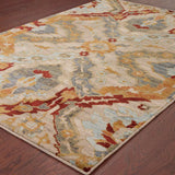 10' X 13' Beige Orange Blue Gold And Grey Abstract Power Loom Stain Resistant Area Rug - Homeroots - Flyclothing LLC