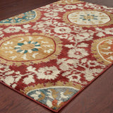 10' X 13' Red Gold Teal Grey Ivory And Blue Oriental Power Loom Stain Resistant Area Rug - Homeroots - Flyclothing LLC