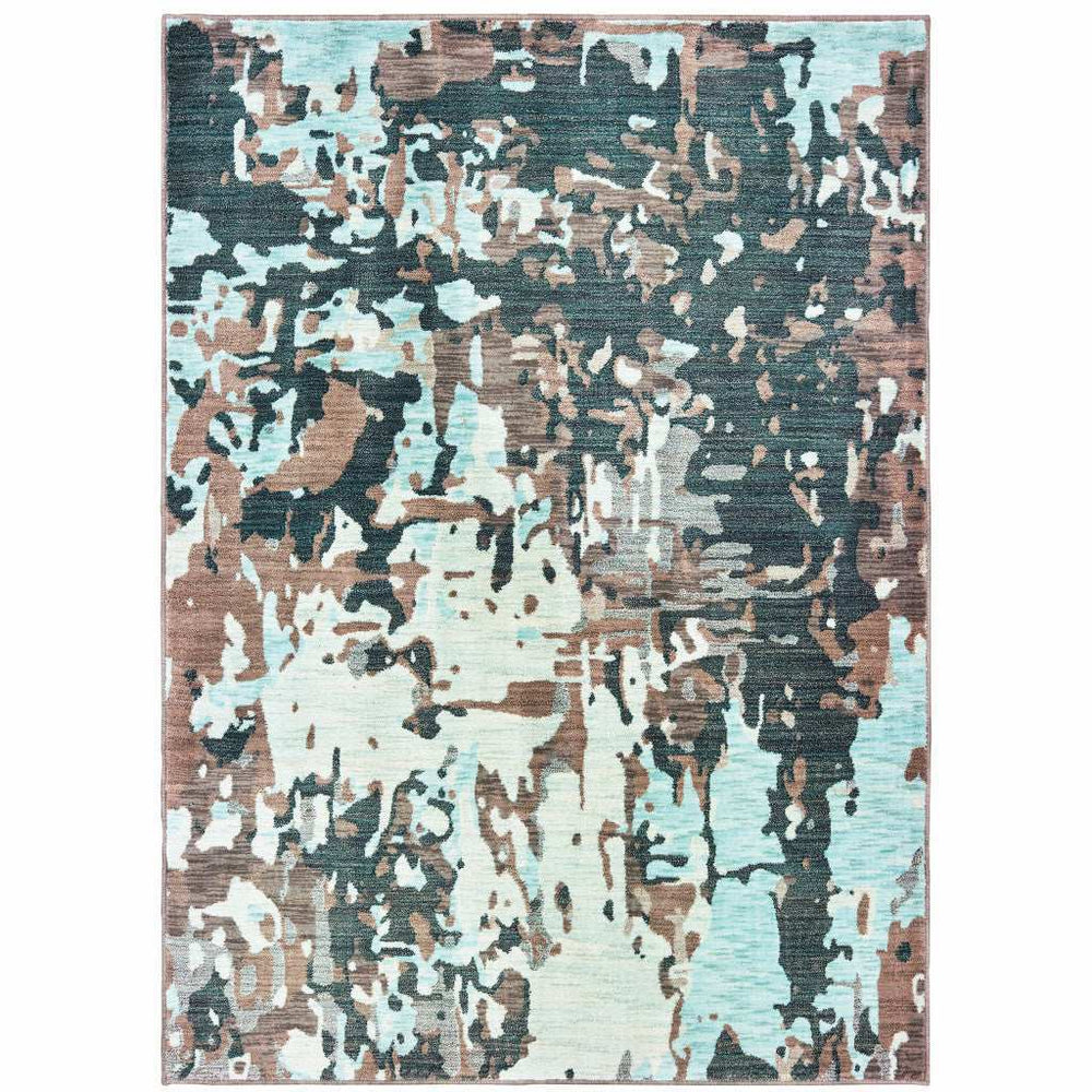 10' X 13' Grey And Blue Abstract Power Loom Stain Resistant Area Rug - Homeroots - Flyclothing LLC