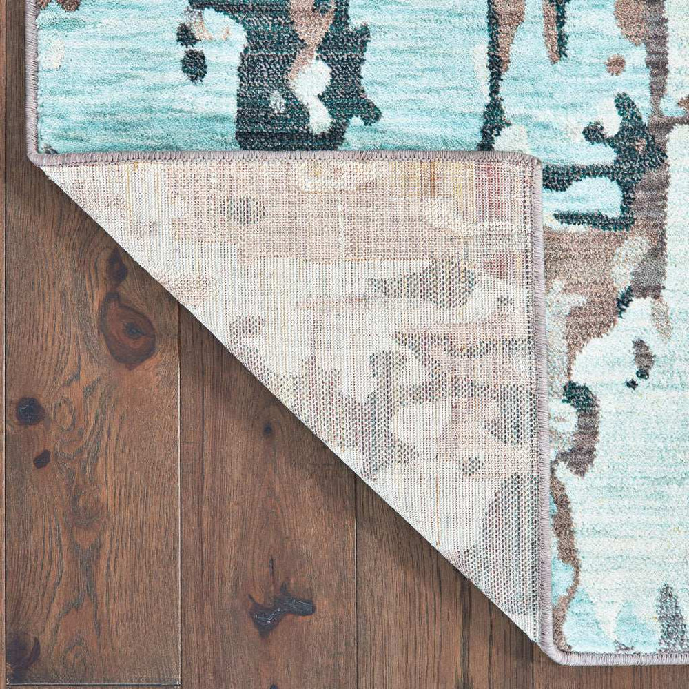 10' X 13' Grey And Blue Abstract Power Loom Stain Resistant Area Rug - Homeroots - Flyclothing LLC