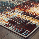 10' X 13' Blue Gold Red And Grey Abstract Power Loom Stain Resistant Area Rug - Homeroots - Flyclothing LLC