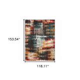10' X 13' Blue Gold Red And Grey Abstract Power Loom Stain Resistant Area Rug - Homeroots - Flyclothing LLC