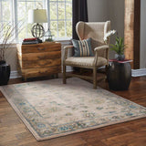 10' X 13' Ivory Blue Gold And Grey Oriental Power Loom Stain Resistant Area Rug - Homeroots - Flyclothing LLC