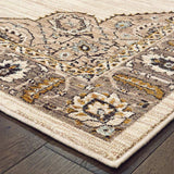 10' X 13' Ivory Gold Grey And Blue Oriental Power Loom Stain Resistant Area Rug - Homeroots - Flyclothing LLC