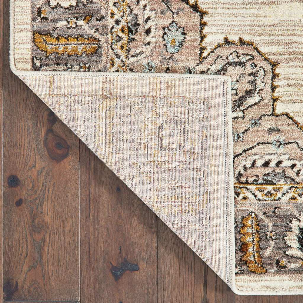 10' X 13' Ivory Gold Grey And Blue Oriental Power Loom Stain Resistant Area Rug - Homeroots - Flyclothing LLC