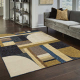 7' X 10' Blue and Beige Geometric Power Loom Area Rug - Homeroots - Flyclothing LLC