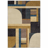 8' X 11' Blue and Beige Geometric Power Loom Area Rug - Homeroots - Flyclothing LLC