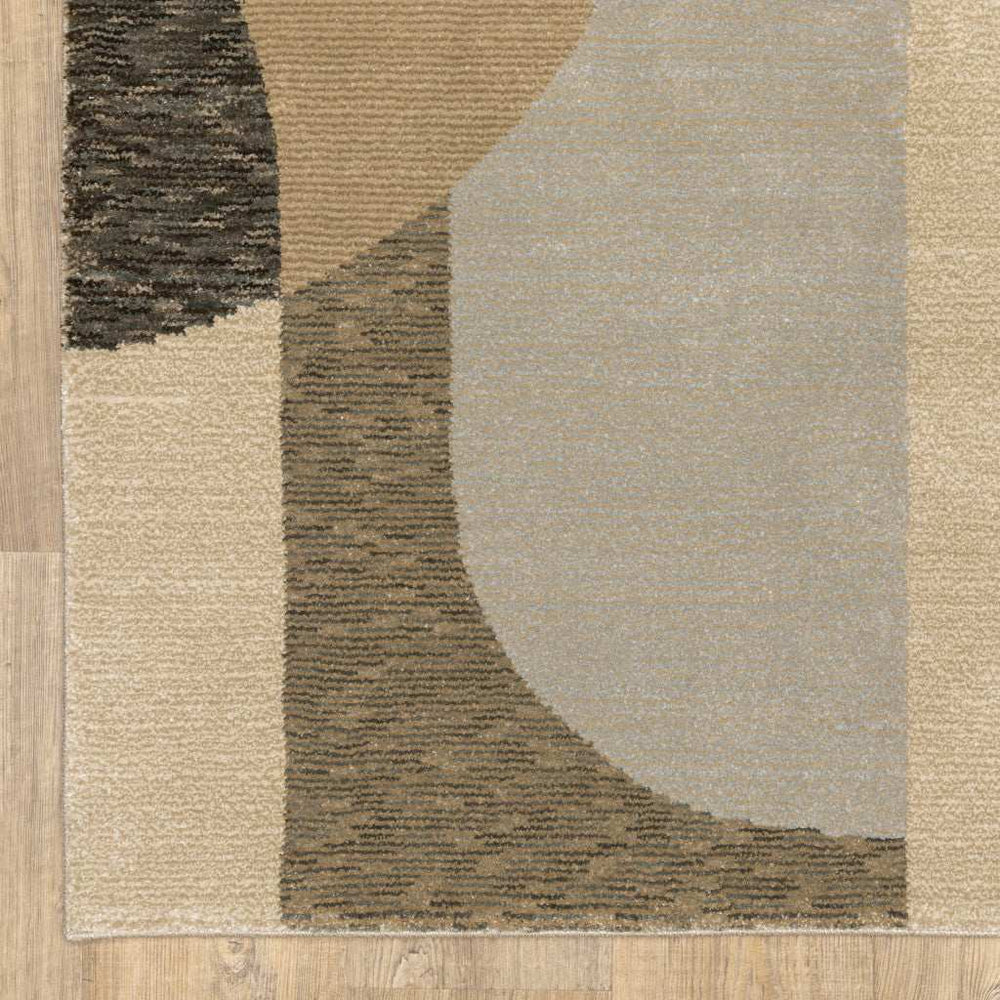 8' Runner Green and Ivory Geometric Power Loom Runner Rug - Homeroots - Flyclothing LLC
