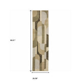 8' Runner Green and Ivory Geometric Power Loom Runner Rug - Homeroots - Flyclothing LLC