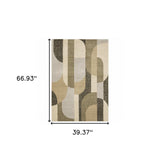 3' X 5' Brown and Ivory Geometric Power Loom Area Rug - Homeroots - Flyclothing LLC