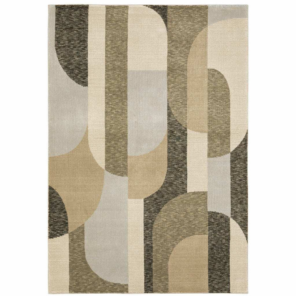 3' X 5' Brown and Ivory Geometric Power Loom Area Rug - Homeroots - Flyclothing LLC