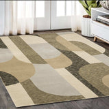 5' X 7' Brown and Ivory Geometric Power Loom Area Rug - Homeroots - Flyclothing LLC