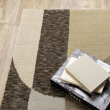 8' X 11' Brown and Ivory Geometric Power Loom Area Rug - Homeroots - Flyclothing LLC