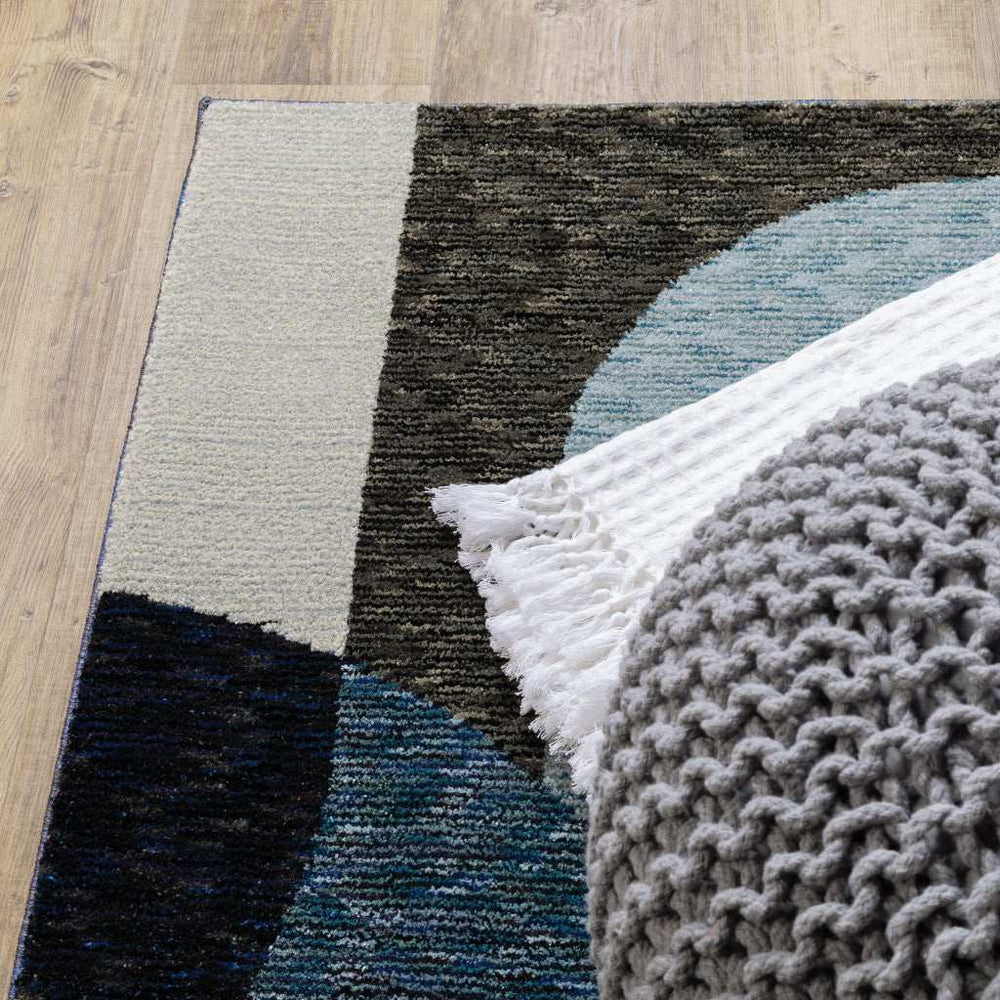 10' X 13' Blue and Gray Geometric Power Loom Area Rug - Homeroots - Flyclothing LLC