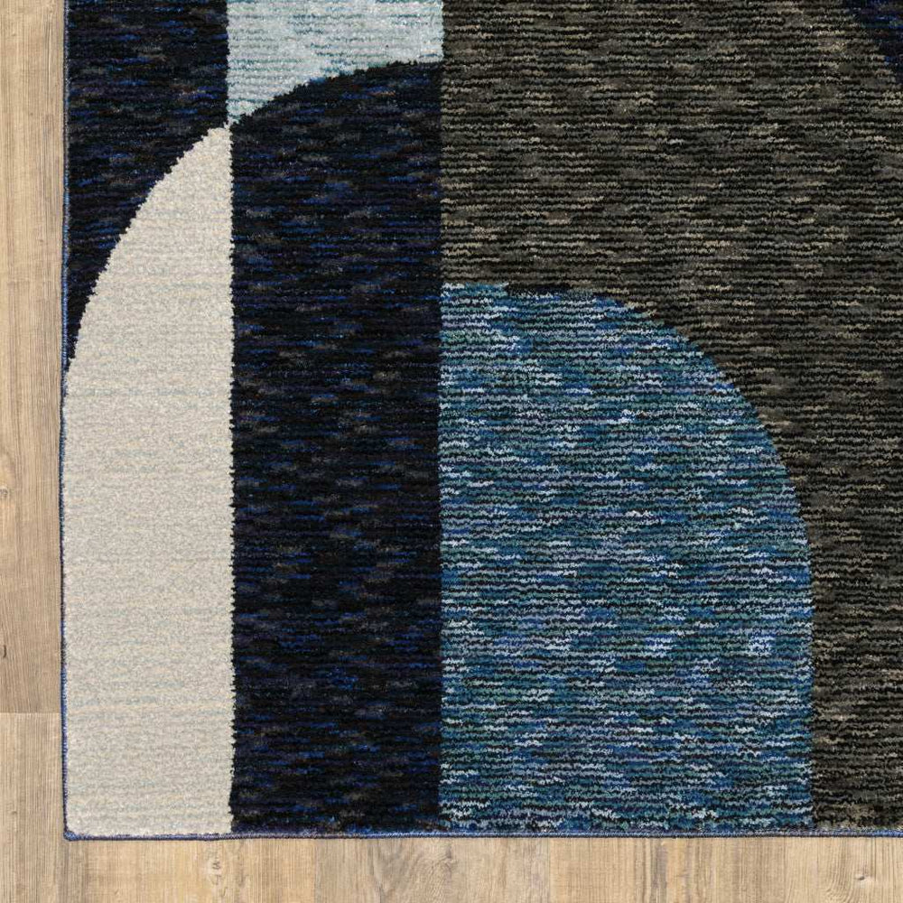 10' X 13' Blue and Gray Geometric Power Loom Area Rug - Homeroots - Flyclothing LLC