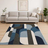 7' X 10' Blue and Gray Geometric Power Loom Area Rug - Homeroots - Flyclothing LLC