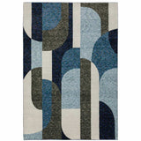 7' X 10' Blue and Gray Geometric Power Loom Area Rug - Homeroots - Flyclothing LLC