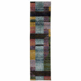 8' Runner Purple and Red Geometric Power Loom Runner Rug - Homeroots - Flyclothing LLC