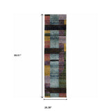 8' Runner Purple and Red Geometric Power Loom Runner Rug - Homeroots - Flyclothing LLC