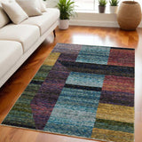 5' X 7' Purple and Red Geometric Power Loom Area Rug - Homeroots - Flyclothing LLC