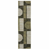 8' Runner Blue and Beige Geometric Power Loom Runner Rug - Homeroots - Flyclothing LLC