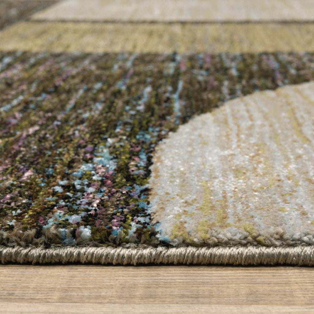 8' Runner Blue and Beige Geometric Power Loom Runner Rug - Homeroots - Flyclothing LLC