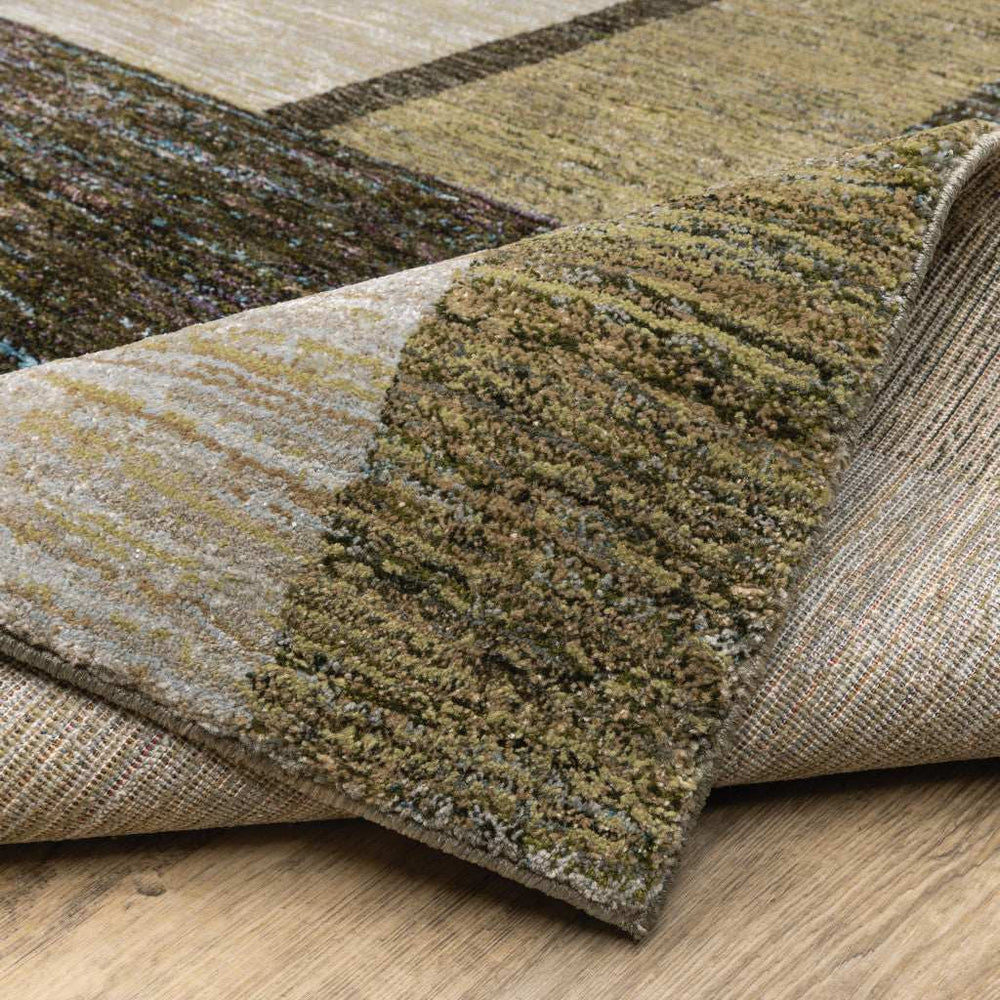 8' Runner Blue and Beige Geometric Power Loom Runner Rug - Homeroots - Flyclothing LLC