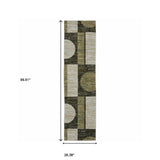 8' Runner Blue and Beige Geometric Power Loom Runner Rug - Homeroots - Flyclothing LLC