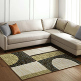 8' X 11' Blue and Beige Geometric Power Loom Area Rug - Homeroots - Flyclothing LLC