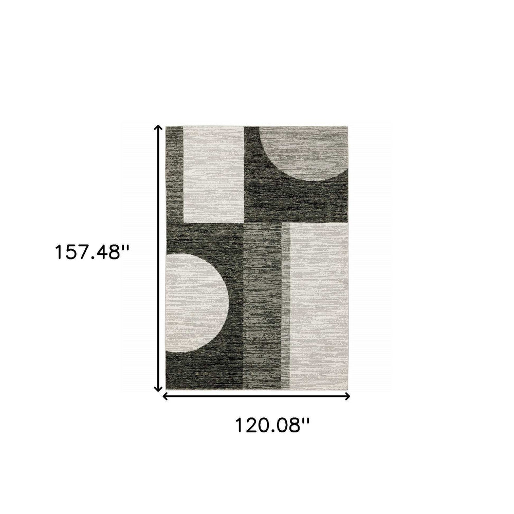 10' X 13' Gray and Ivory Geometric Power Loom Area Rug - Homeroots - Flyclothing LLC