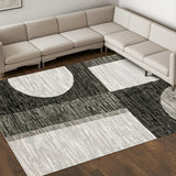9' X 12' Gray and Ivory Geometric Power Loom Area Rug - Homeroots - Flyclothing LLC