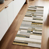 8' Runner Black and Gray Geometric Power Loom Runner Rug - Homeroots - Flyclothing LLC