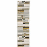 8' Runner Black and Gray Geometric Power Loom Runner Rug - Homeroots - Flyclothing LLC