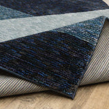 8' Runner Blue Purple Grey and Teal Geometric Power Loom Runner Rug - Homeroots - Flyclothing LLC