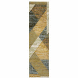 8' Runner Blue and Beige Geometric Power Loom Runner Rug - Homeroots - Flyclothing LLC