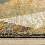 8' Runner Blue and Beige Geometric Power Loom Runner Rug - Homeroots - Flyclothing LLC