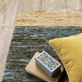 8' Runner Blue and Beige Geometric Power Loom Runner Rug - Homeroots - Flyclothing LLC