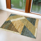 3' X 5' Blue and Beige Geometric Power Loom Area Rug - Homeroots - Flyclothing LLC
