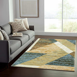 5' X 7' Blue and Beige Geometric Power Loom Area Rug - Homeroots - Flyclothing LLC